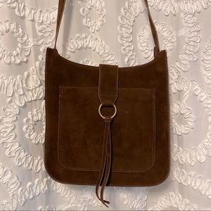 Brown Suede Cross Body Bag